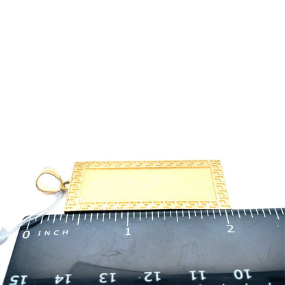 10k Yellow Gold Rectangle Versace Edge Pendant 7.30g 3