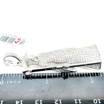 925 Sterling Silver CZ Santa Muerte Pendant 19.00g3