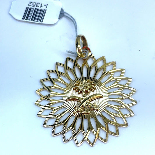 18k Yellow Gold Open Palm Trees Pendant 6.90g0