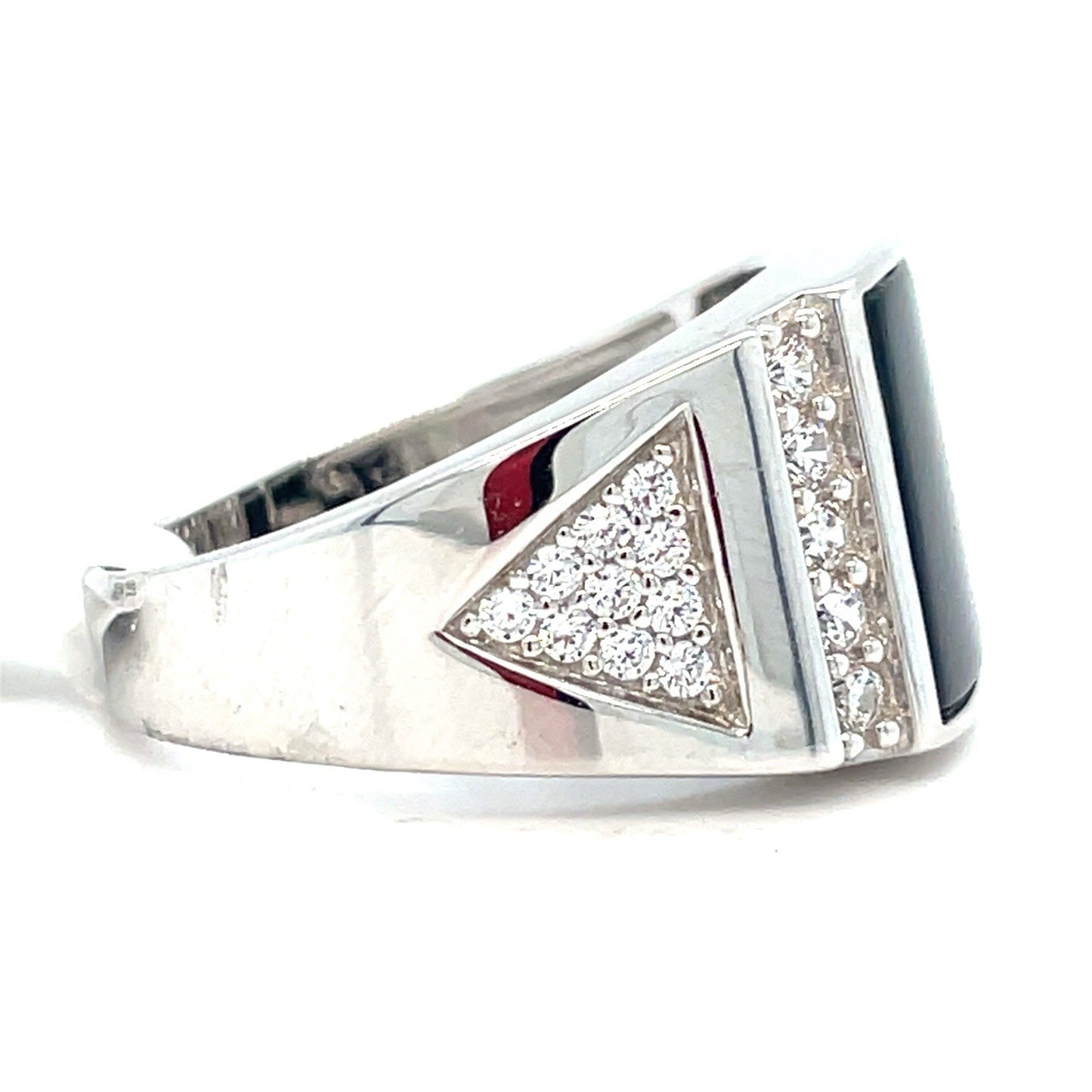 925 Sterling Silver Men’s CZ Curve Onyx Ring 6.9g Size 101