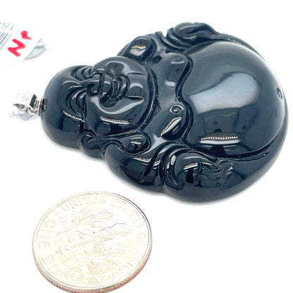 925 Sterling Silver Men’s CZ Onyx Buddha Pendant 18.30g2