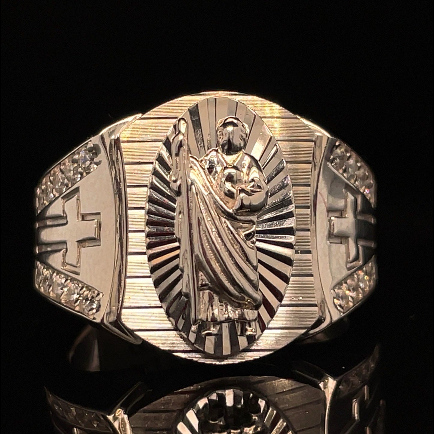 925 Sterling Silver Men’s CZ San Judas Ring 7.40g Size 91