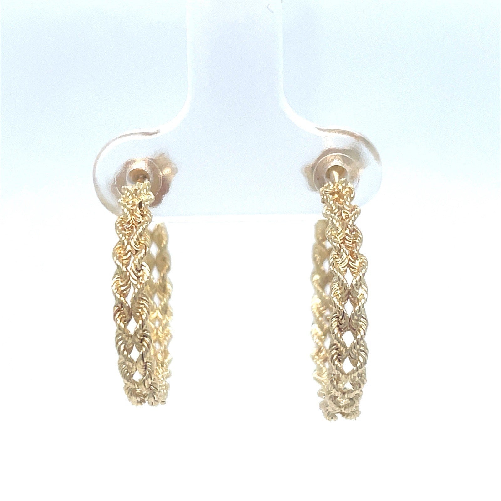 14k Yellow Gold Women’s Hollow Double Rope Style Small Hoop Earrings 2.40g0