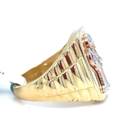 14k Tri Color Gold Santa Muerte Ring 6.00g Size 101