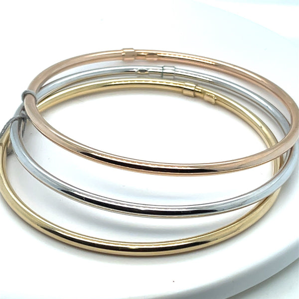 14k Tricolor gold three Bracelet polished hollow hoop Bracelet 3mm x 71mm 8.7g0