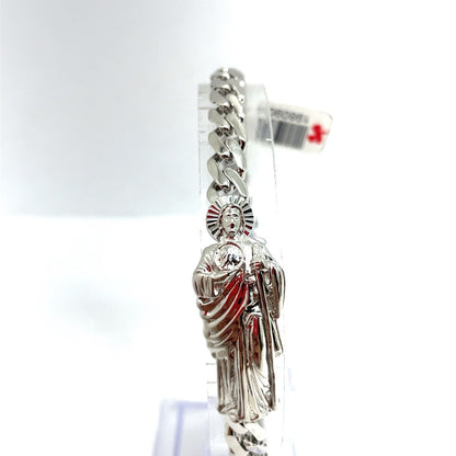 925 Sterling Silver 8” San Judas Cuban Style Bracelet 6.8mm1
