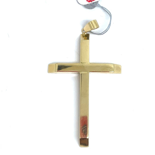 14k Yellow Gold Men’s Hollow Cross Bevel Tips Pendant 2.70g0
