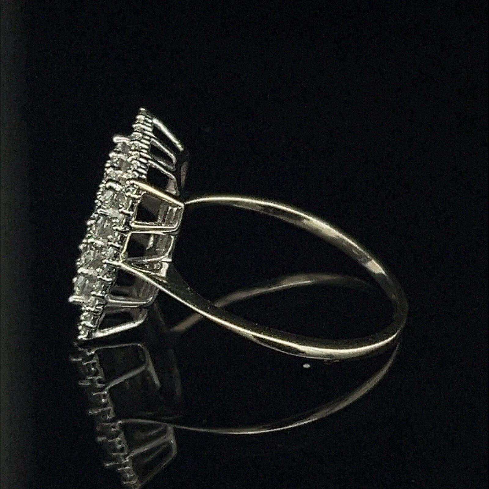 14 karat white gold rectangle diamond cluster ringG-H SI  .77 CTW size 72