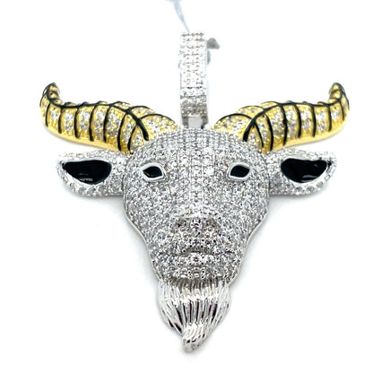 925 Sterling Silver CZ Goat Pendant 13.50g 1