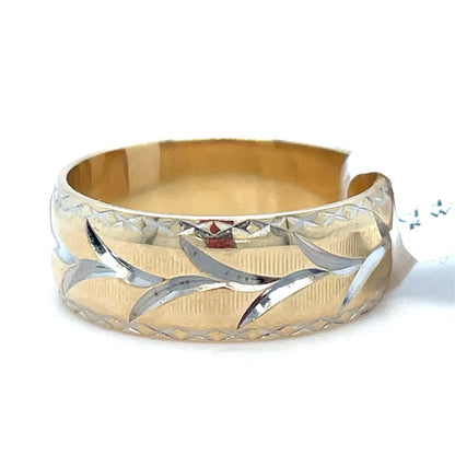 14k Two Tone Gold Wide Band Ring 4.50g Size 72