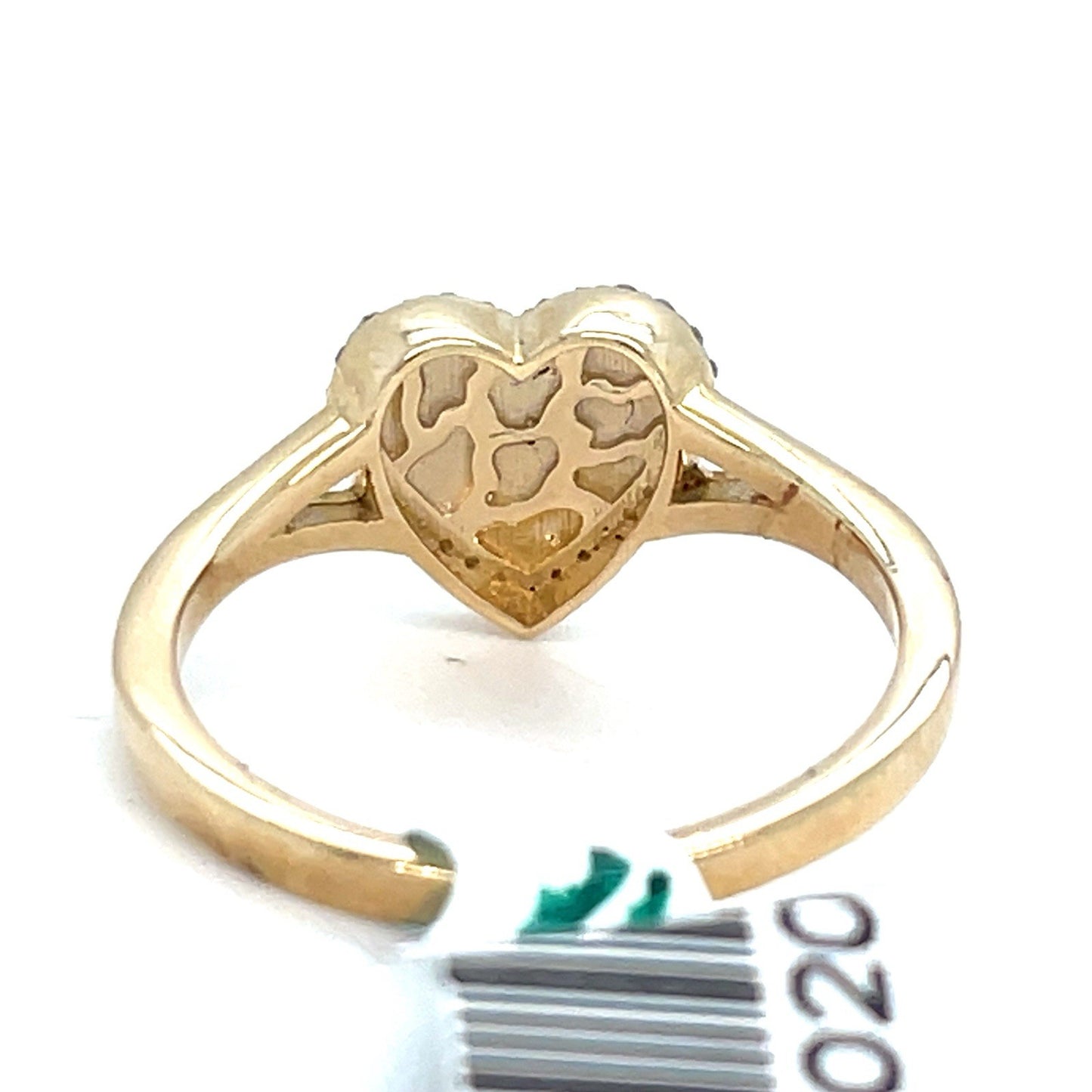 10k Yellow Gold Diamond Nugget Heart Ring 2.50g .10CTW Size 73