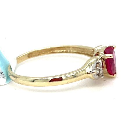 10k Two Tone Gold Women’s CZ Red Heart Ring 1.70g Size 71