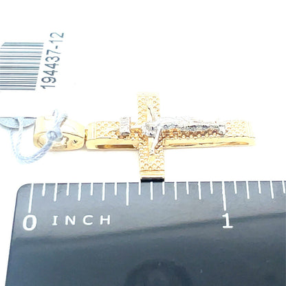 14k Two Tone Gold Jesus Cross Pendant 2.70g3