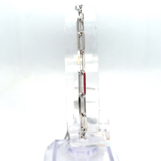 925 Sterling Silver Lariat Paper Clip Bracelet 4.40g0