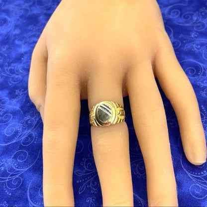 14kt Yellow Gold Round Virgin Mary On Sides Ring 6.40g Size 103