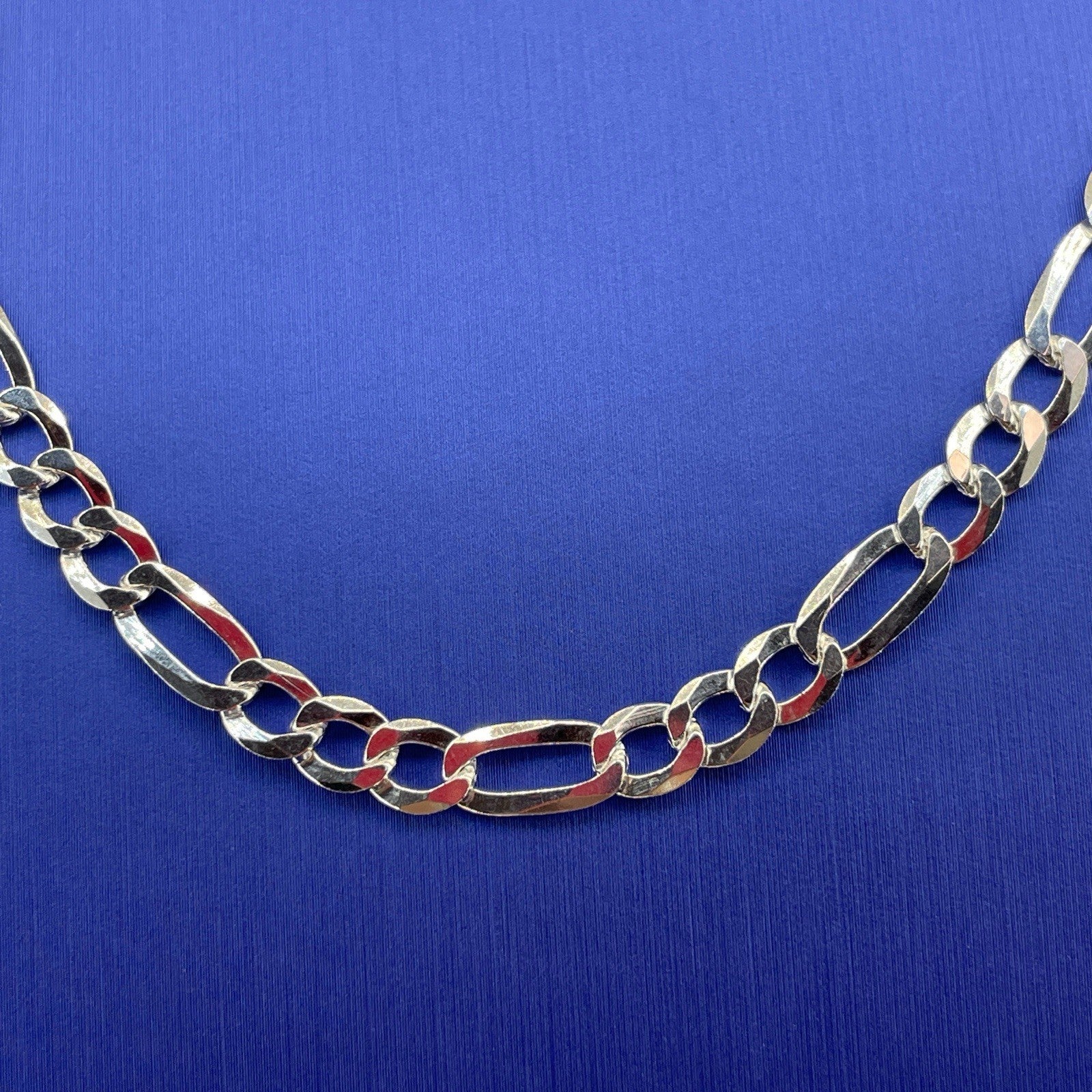 925 Sterling Silver 18” Figaro Necklace 13.00g 5.6mm1