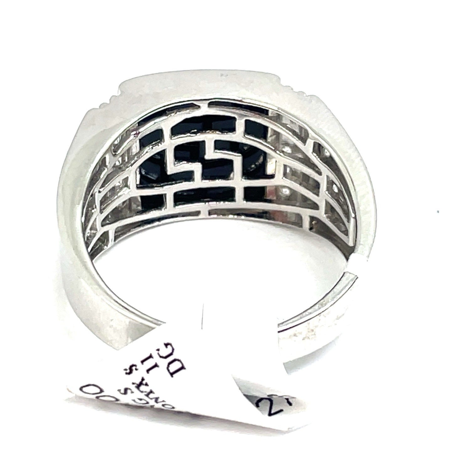 925 Sterling Silver Men’s CZ Square Curve Onyx Ring 7.70g Size 112