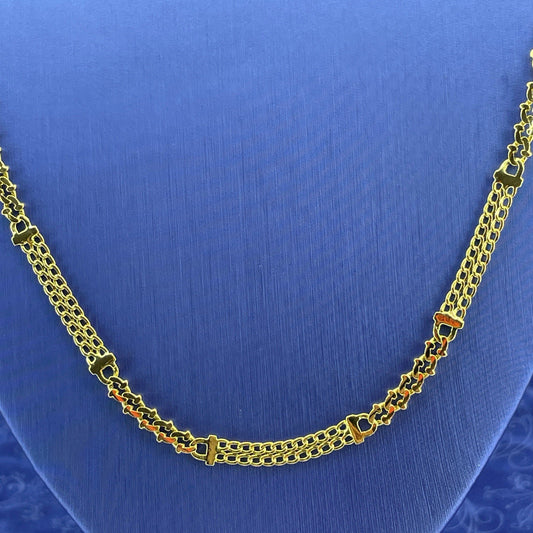 14k Yellow Gold 26” Double Cuban/oval Link Unique Necklace 18.90g 5.6mm0
