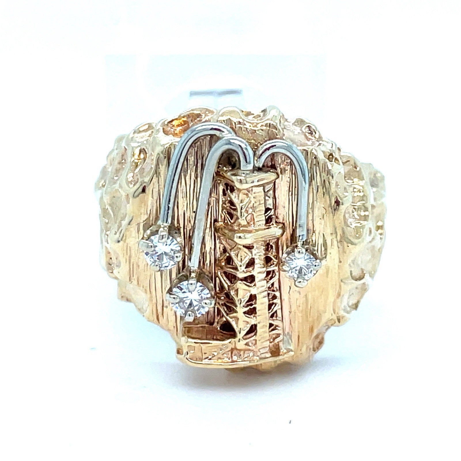 14k Yellow Gold Diamond Oil Rig Ring 14.26g Size 90