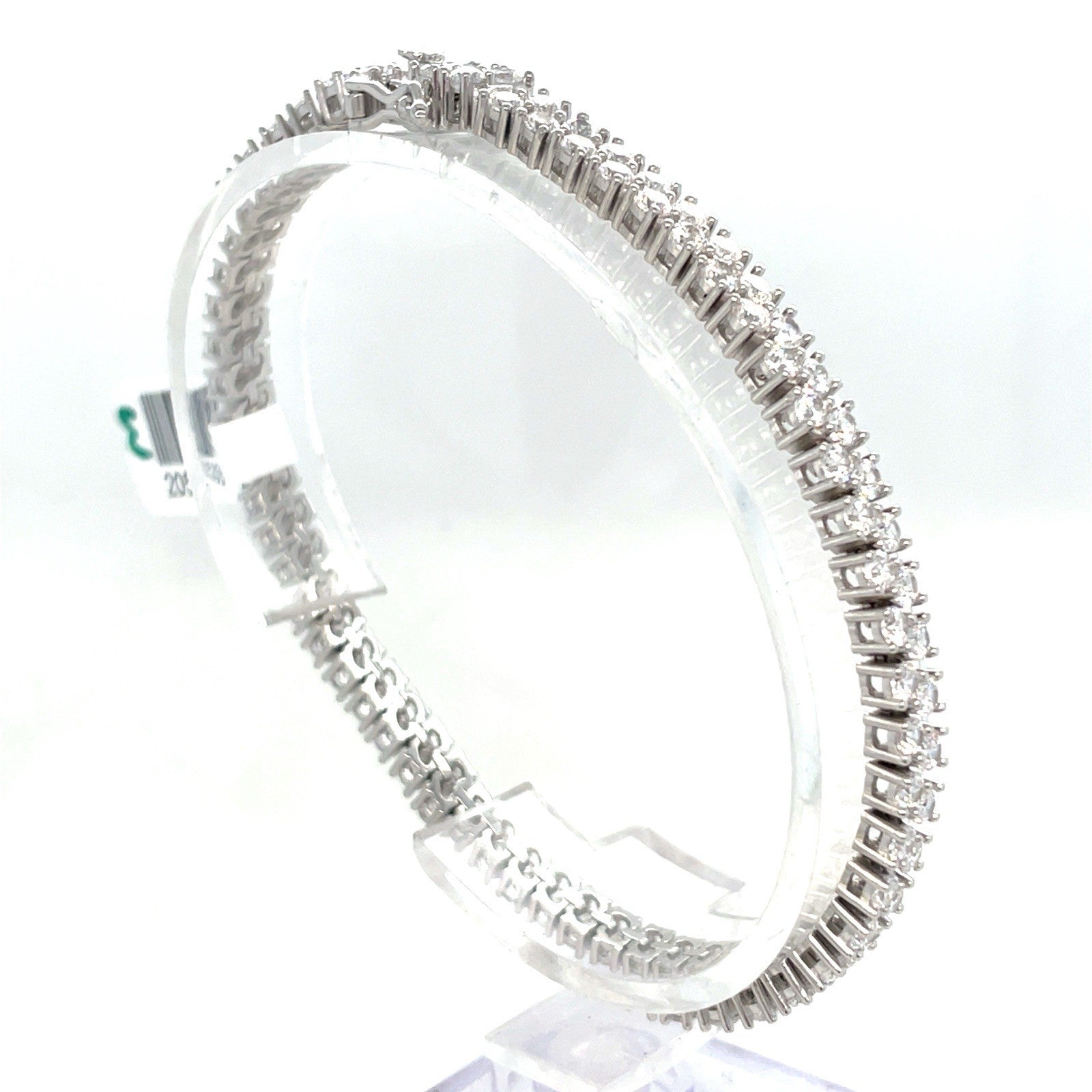 925 Sterling Silver 7.5” 2 Row Cz Bracelet 17.20g1