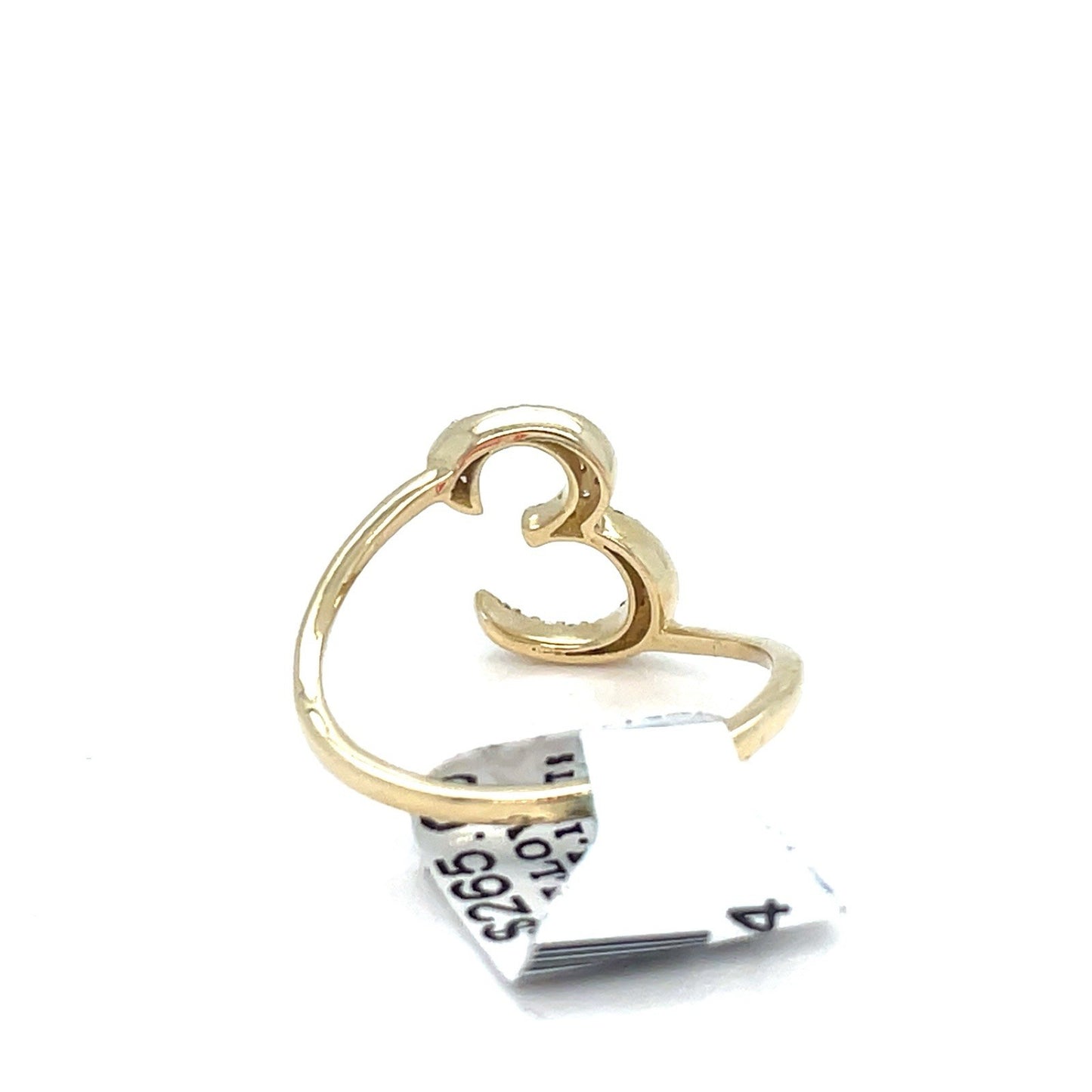 10k Yellow Gold Cursive Diamond Letter E Ring 1.46g .13CTW Size 72