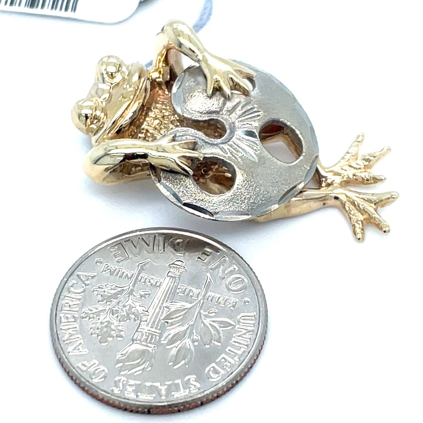 14k Two Tone Gold Womens Frog Pendant 4.70g1