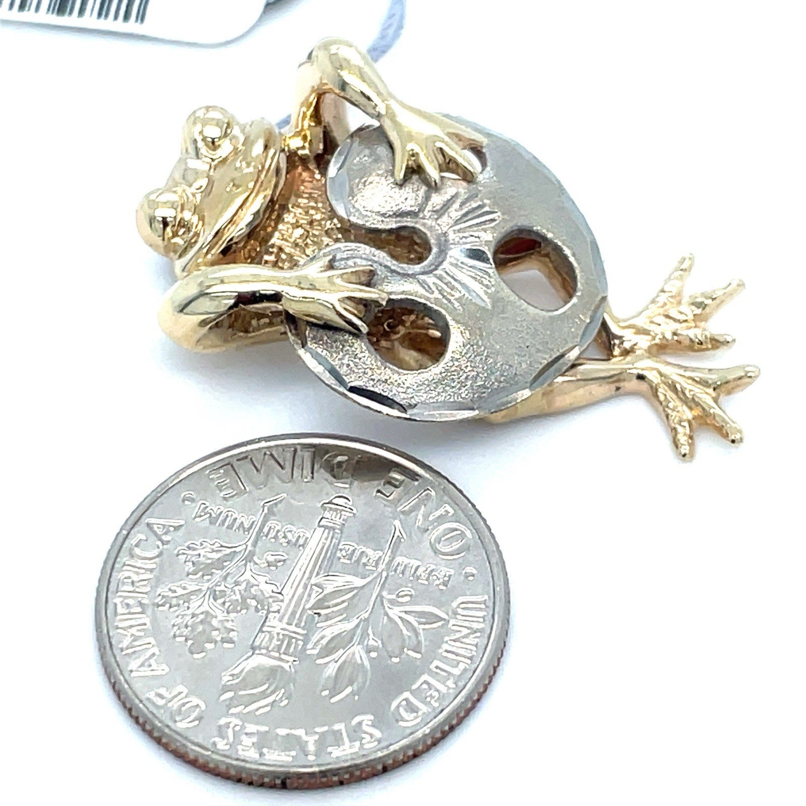 14k Two Tone Gold Womens Frog Pendant 4.70g1