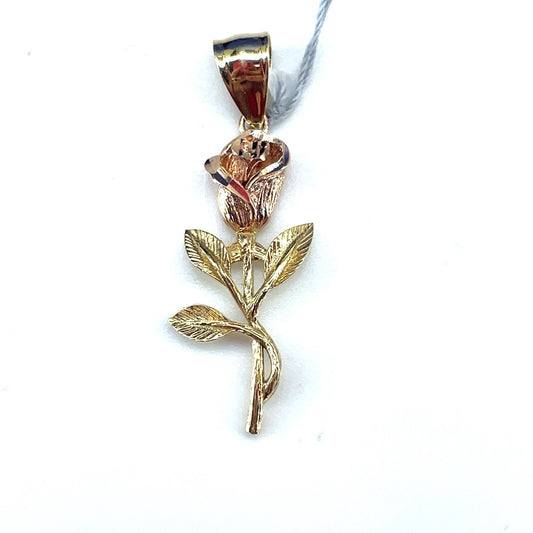 14k Two Tone Gold Women’s Rose Pendant 2.50g0