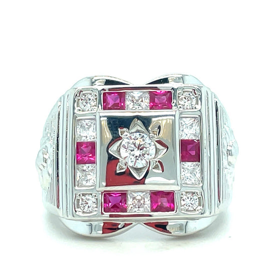 925 Sterling Silver CZ Square Ring 10.60g Size 100