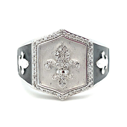 925 Sterling Silver Fluer De Lis Diamond Ring 11.90g .20CTW Size 101