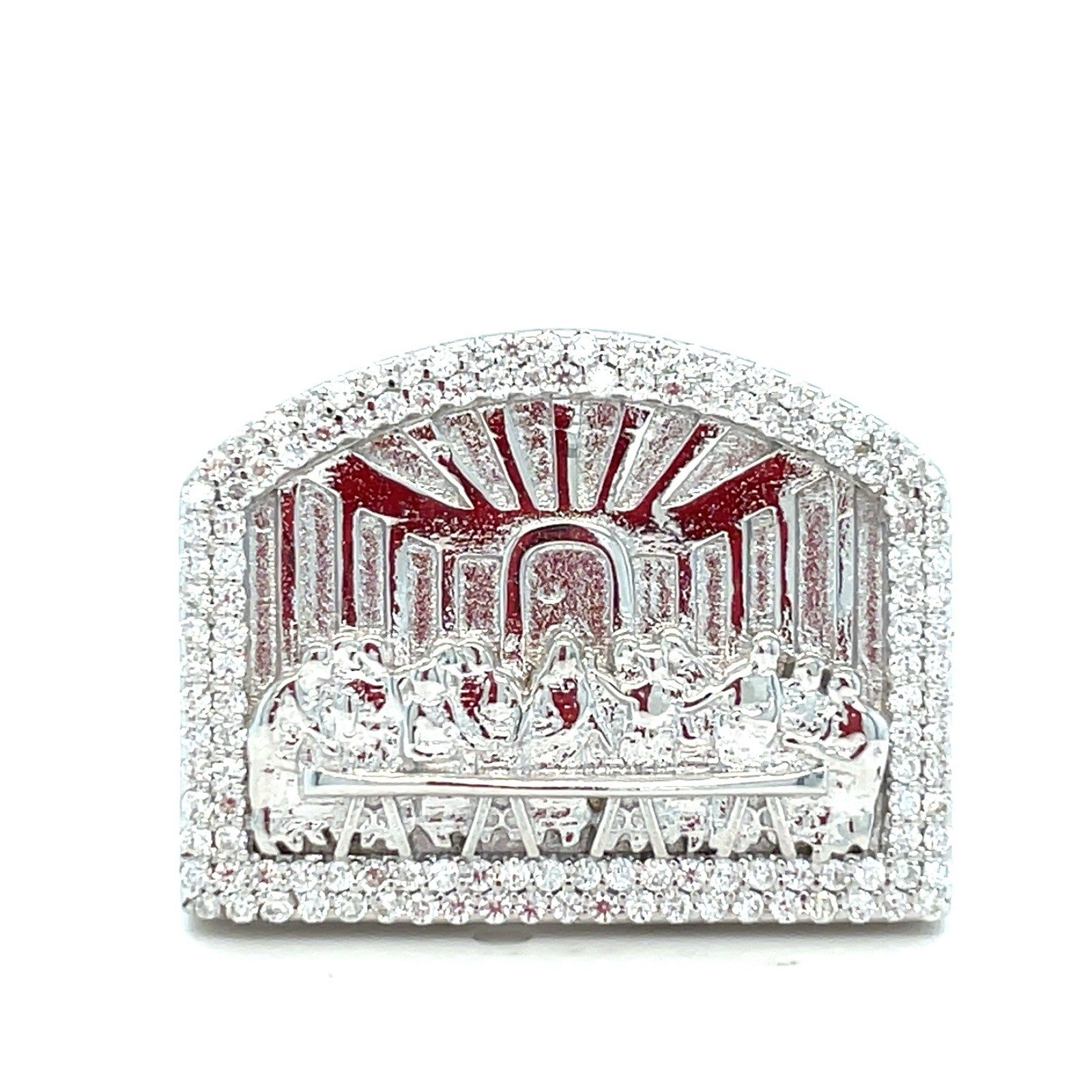 925 Sterling Silver Moisannite Men’s Last Supper Ring 13.90g Size 10 1.2CTW 0