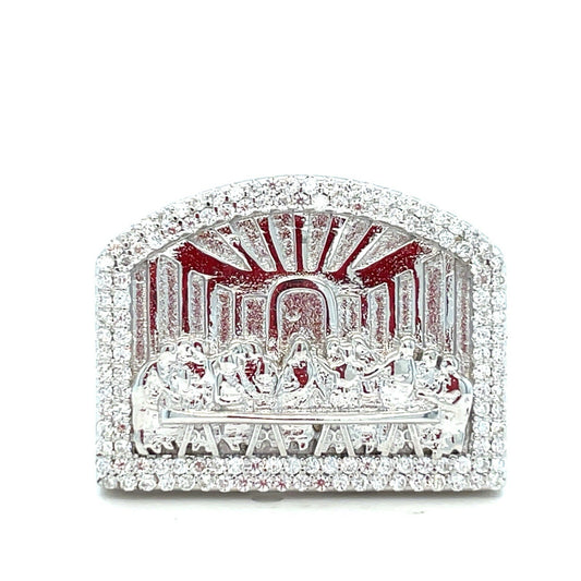 925 Sterling Silver Moisannite Men’s Last Supper Ring 13.90g Size 10 1.2CTW 0