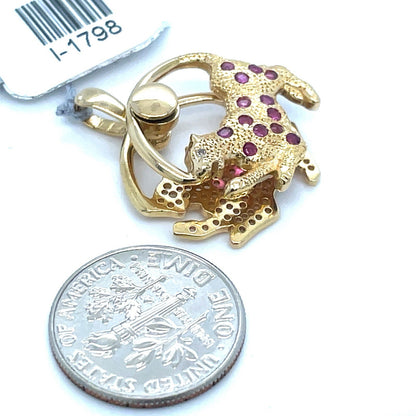 18K Yellow Gold 2 Part 3D Jaguar Pendant 4.70g1