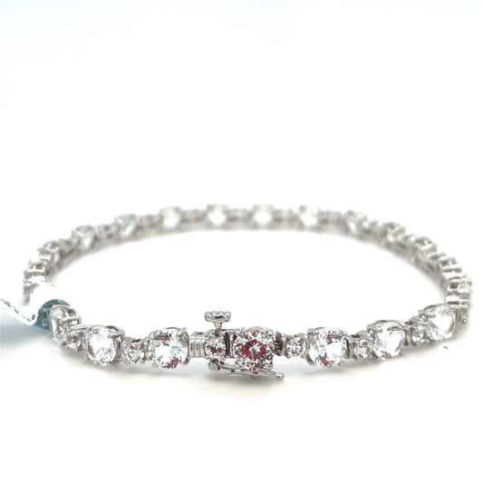 925 Sterling Silver Women’s CZ 7.5” Bracelet 9.60g 0