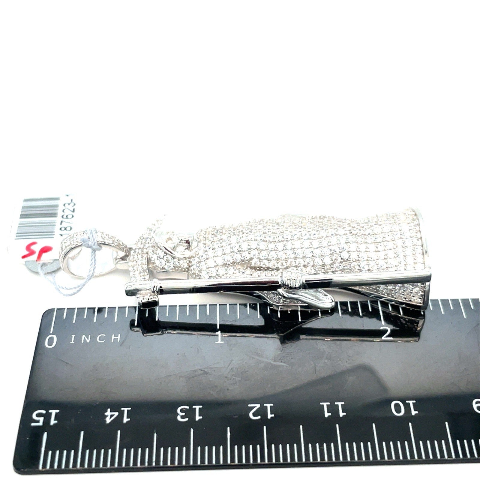 925 Sterling Silver CZ Santa Muerte Pendant 19.00g 3