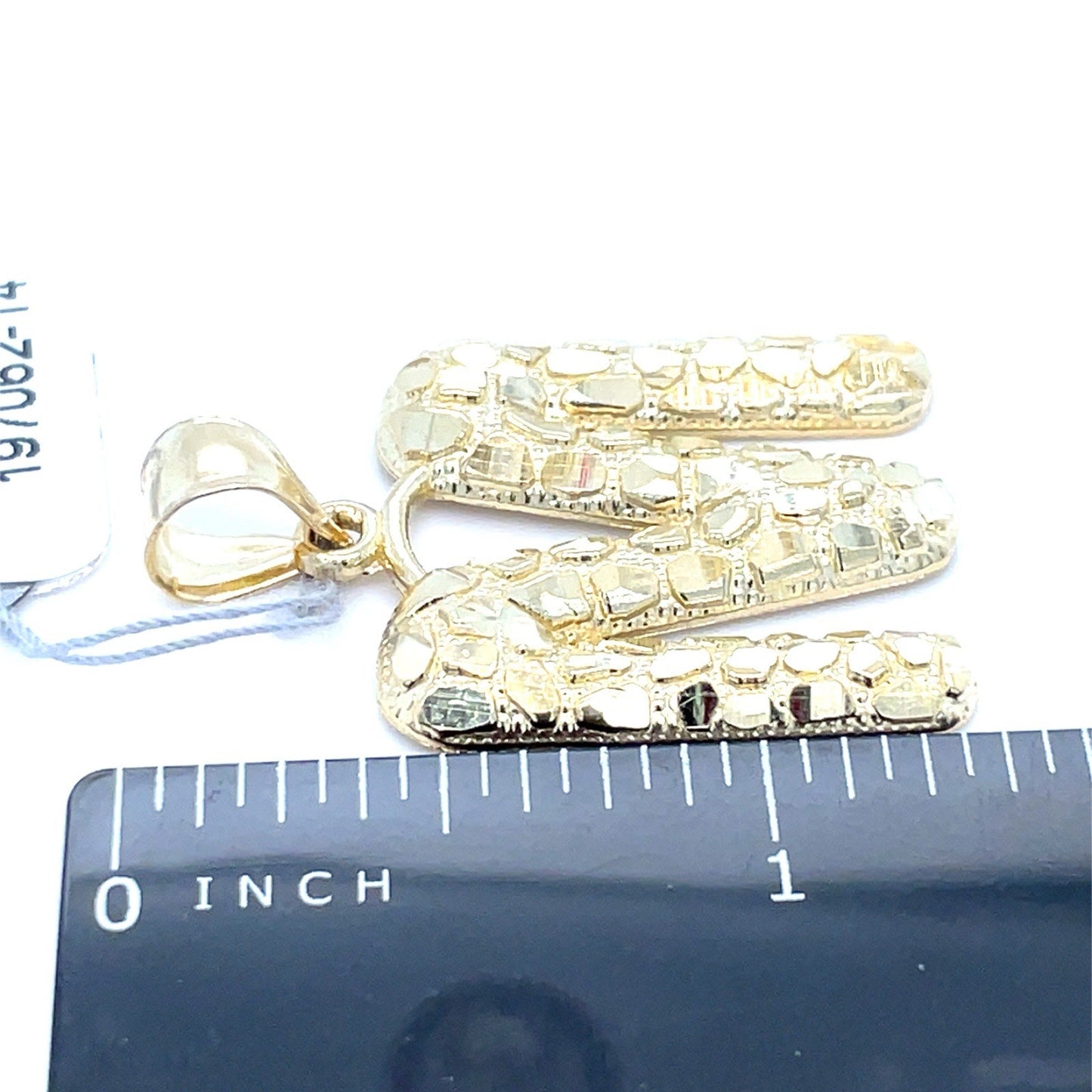 10k Yellow Gold Puff Nugget Letter M Pendant 3.40g 2