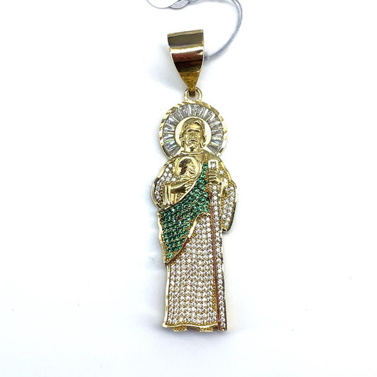 10k Yellow Gold CZ San Judas Pendant 9.70g0