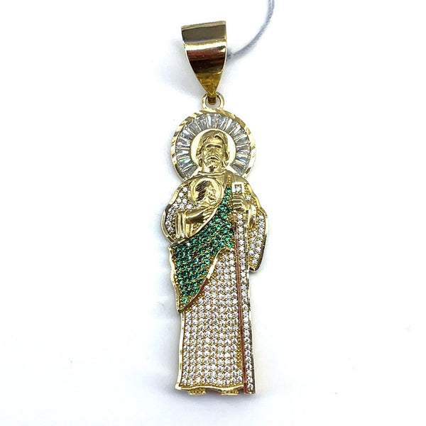10k Yellow Gold CZ San Judas Pendant 9.70g0