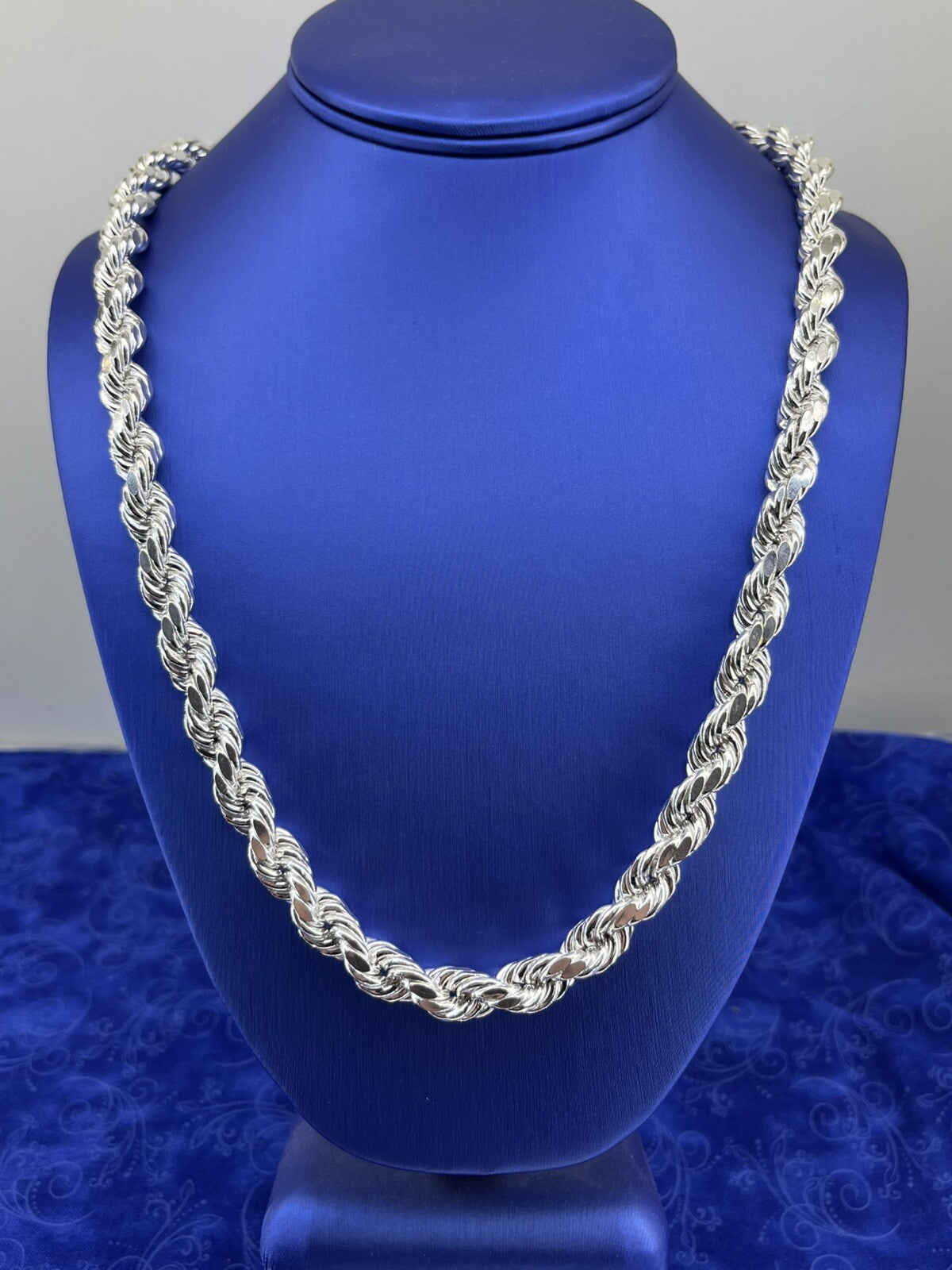 26” 925 Silver Hollow Rope Necklace 10mm 95.6g0