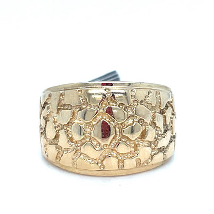 14k Yellow Gold Wide Nugget Ring 5.10g Size 80