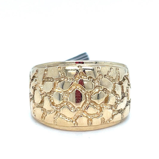 14k Yellow Gold Wide Nugget Ring 5.10g Size 80
