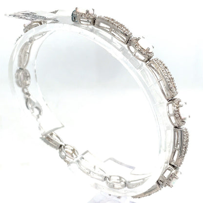 925 Sterling Silver 7.5” Synthetic Opal Diamond Bracelet 13.55g .21CTW 1