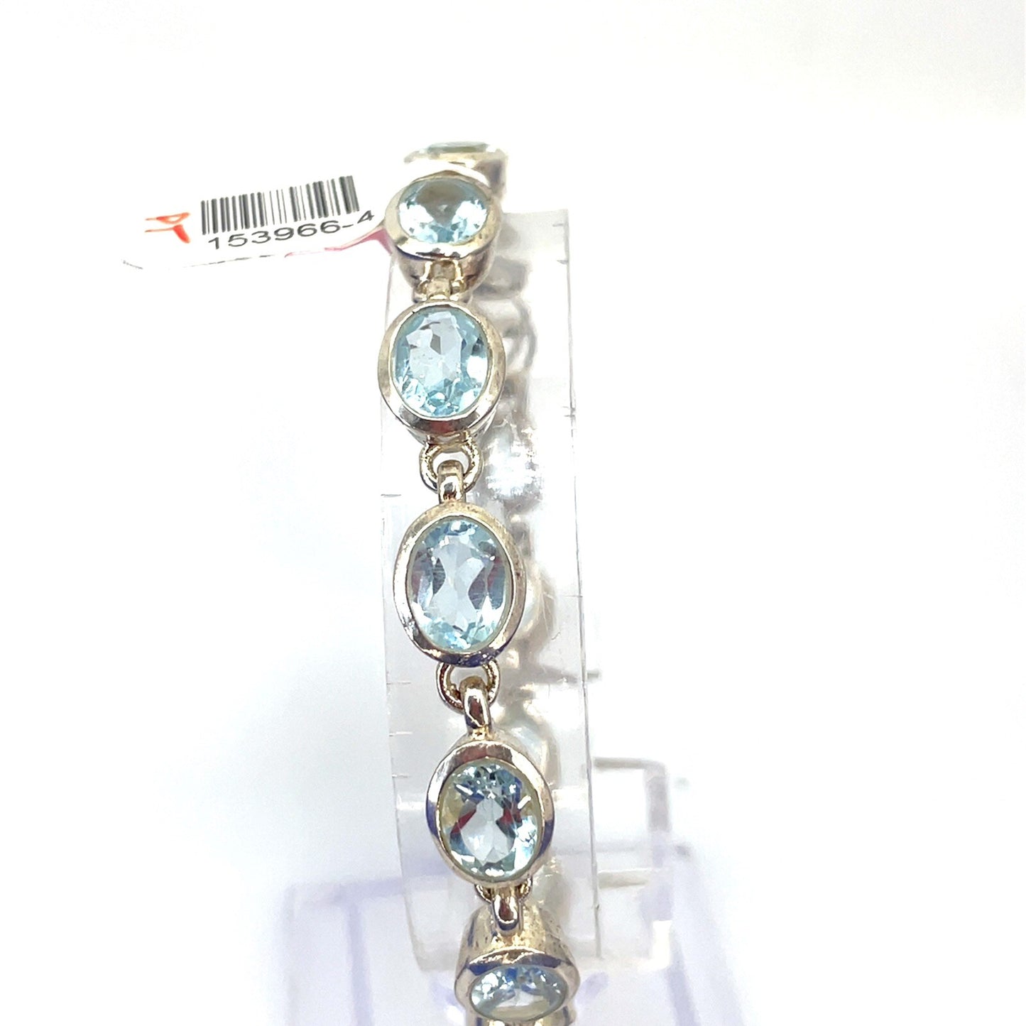 925 Sterling Silver 7”/8” Adjustable Oval Blue Bracelet 18.10g0