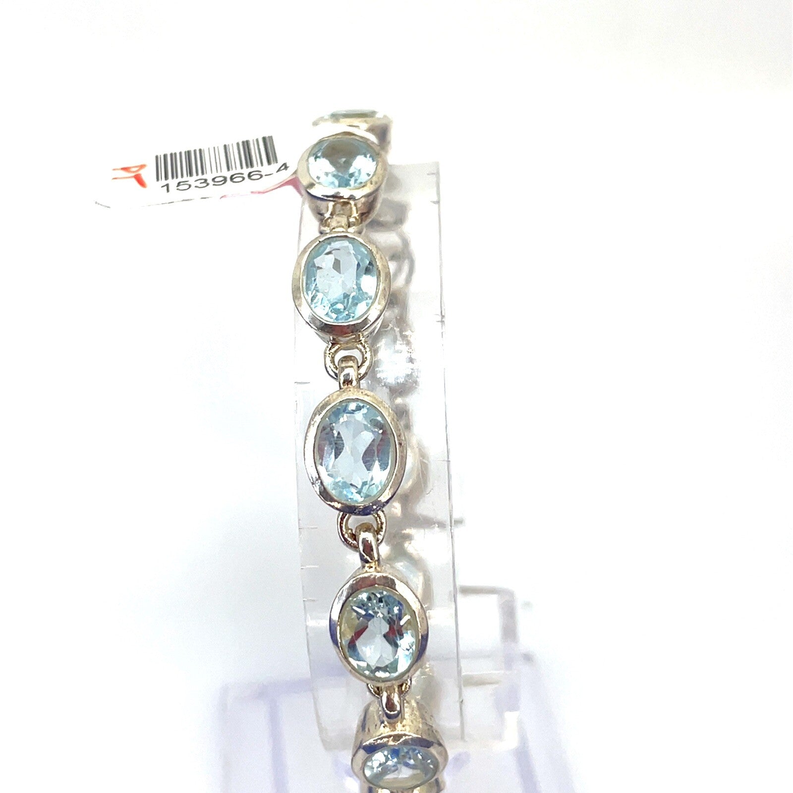 925 Sterling Silver 7”/8” Adjustable Oval Blue Bracelet 18.10g0