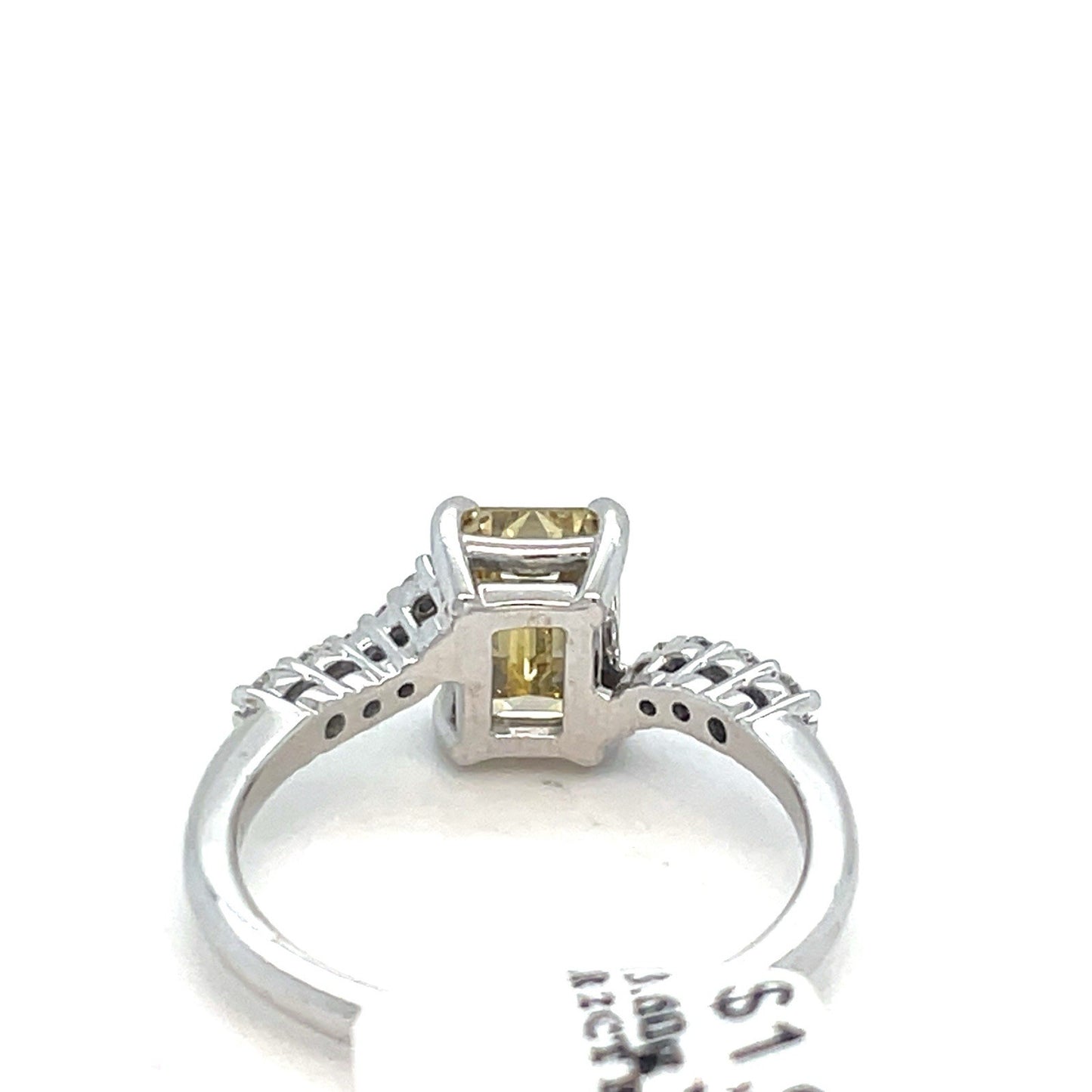 14k White Gold Women’s Yellow Lab Created Diamond Ring 3.60g Size 8 2CT2