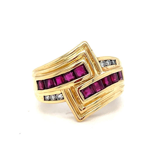 18k Yellow Gold Ruby And Diamond Ring 6.50g Size 5.5 W/ Appraisal0