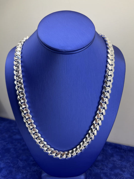 925 Sterling Silver 26” Men’s Cuban Link Necklace 216.50g 12.1mm 0