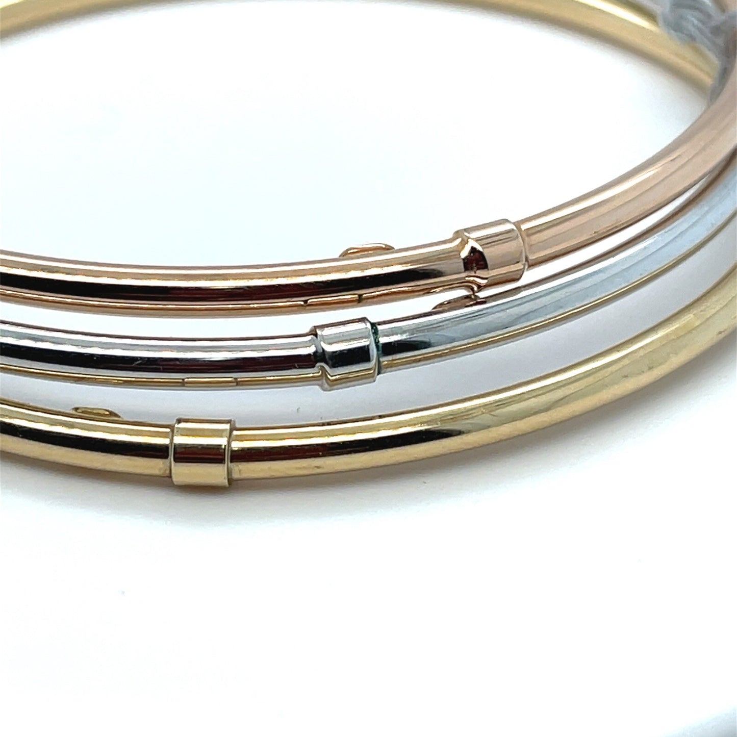 14k Tricolor gold three Bracelet polished hollow hoop Bracelet 3mm x 71mm 8.7g2