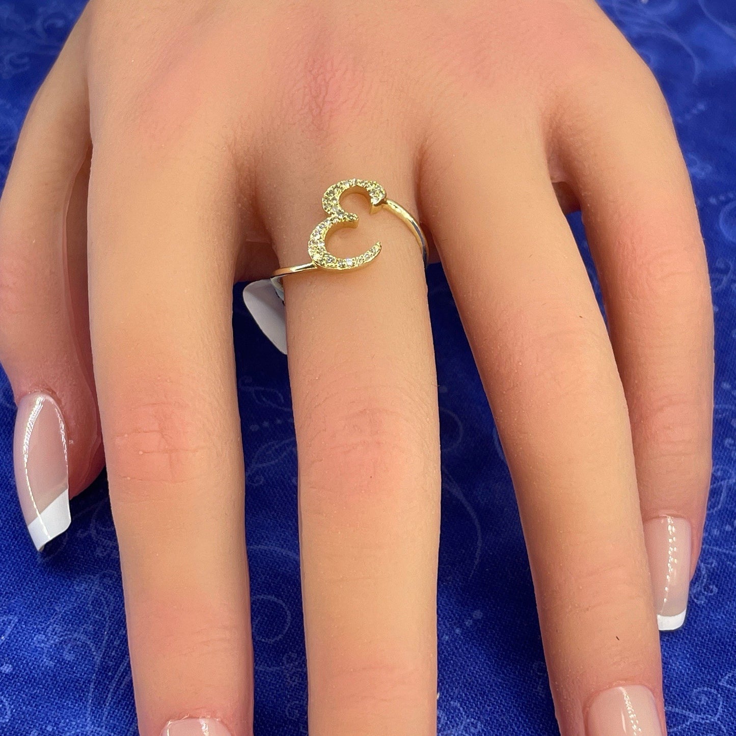 10k Yellow Gold Cursive Diamond Letter E Ring 1.46g .13CTW Size 73