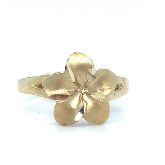 14k Yellow Gold  Women’s Island Flower Ring 2.50g Size 70